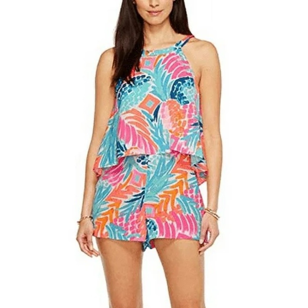 Lilly Pulitzer Edona Romper Sleeveless Halter Women’s 2 Goombay Smashed